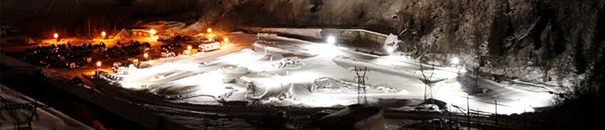 Le Circuit Glace de Tignes vu de nuit